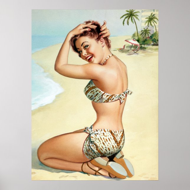 Tropical Beach Pin Up Poster (Front)