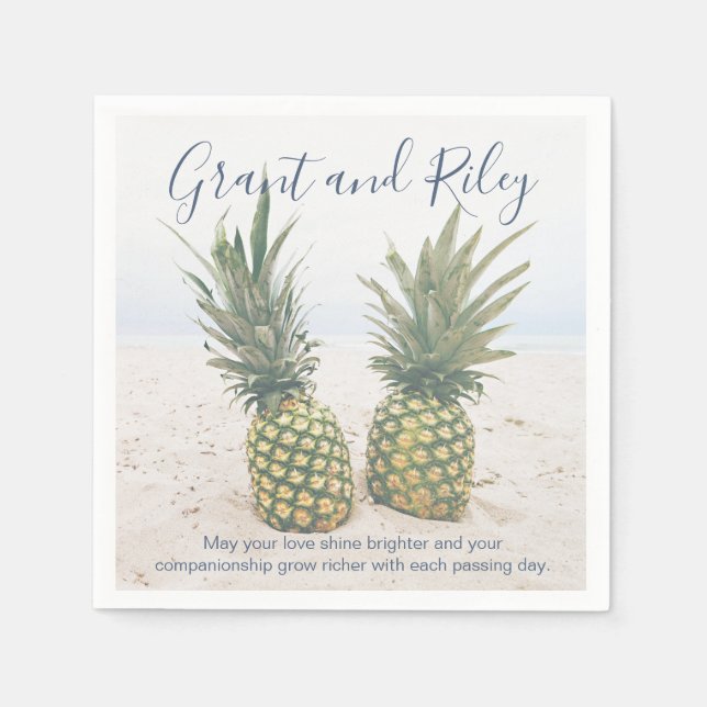 Tropical Beach Pineapple Party Paper Napkins (Front)