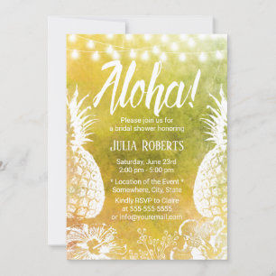 Tropical Beach Pineapple Watercolor Bridal Shower Invitation