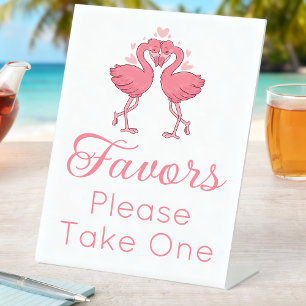 Tropical Beach Pink Flamingo Wedding Favors Pedestal Sign