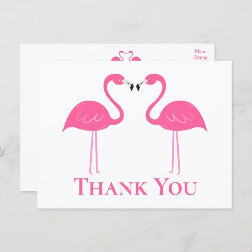 Tropical Beach Pink Flamingo Wedding Thank You  Postcard