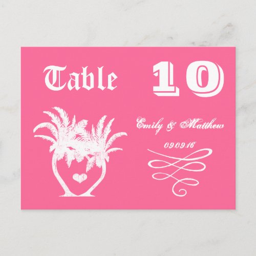 Tropical Beach Pink Island Palm Tree Wedding Postcard