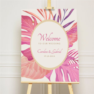 Tropical Beach Pink Wedding Foam Board