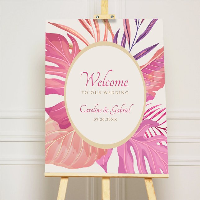 Tropical Beach Pink Wedding Foam Board (Creator Uploaded)