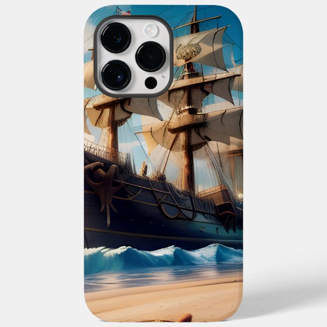 Tropical Beach Pirate Ship Case-Mate iPhone Case (Back)