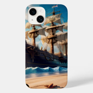Tropical Beach Pirate Ship Case-Mate iPhone 14 Case