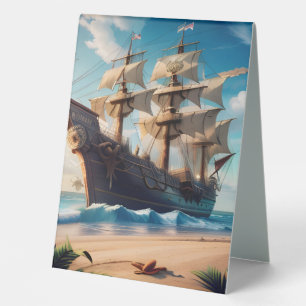 Tropical Beach Pirate Ship Table Tent