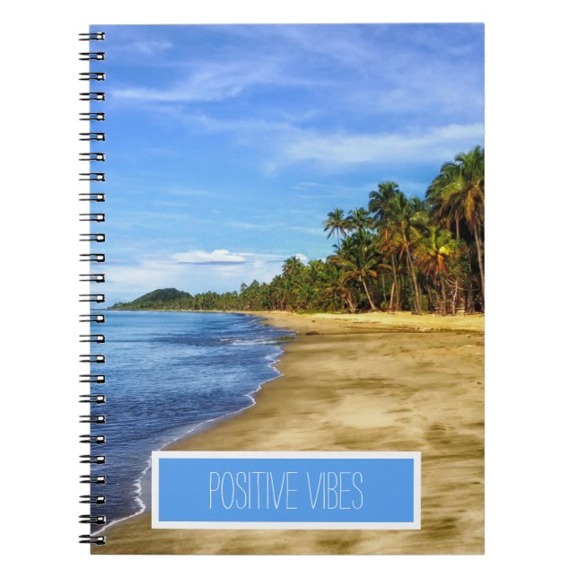 Tropical Beach Positive Vibes Notebook (Front)