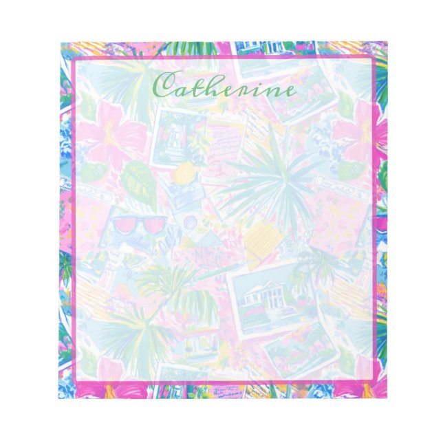 Tropical Beach Postcards Personalized Notepad (Front)