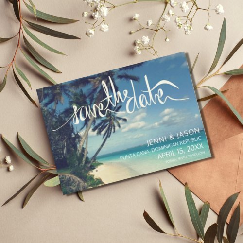 Tropical Beach Punta Cana Wedding Save the Date