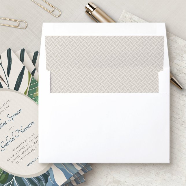 Tropical Beach Rattan Wedding Envelope Liner (Creator Uploaded)