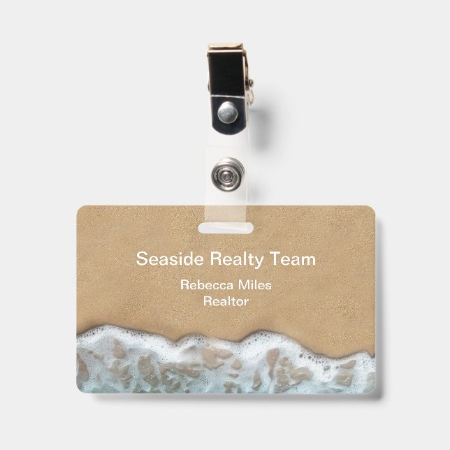 Tropical Beach Realtor Them Staff Name Badges (Front with Clip)