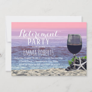 Tropical Beach Red Wine Starfish Retirement Party Invitation