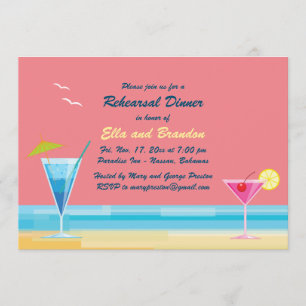 Tropical Beach Rehearsal Dinner Invitation