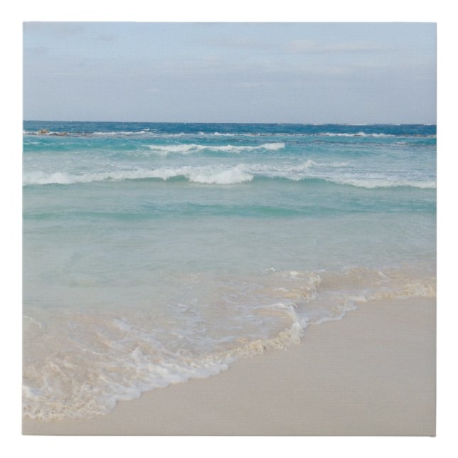 Tropical Beach Relaxing Aqua Ocean Scene Faux Canvas Print (Front)