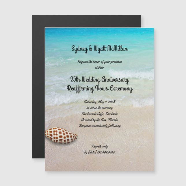 Tropical Beach Renewing Vows / Marriage Ceremony Magnetic Invitation (Front/Back)
