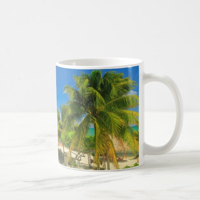 Tropical beach resort, Belize Coffee Mug (Right)