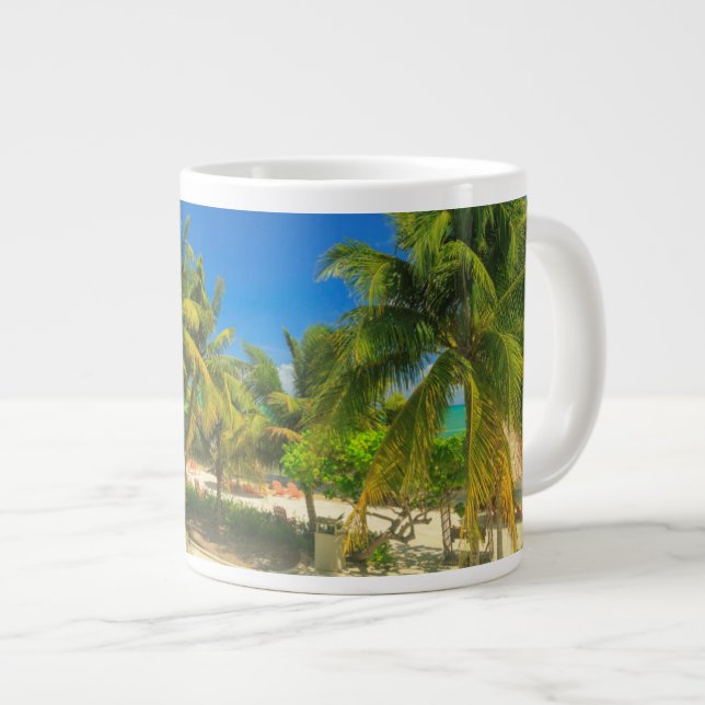 Tropical beach resort, Belize Giant Coffee Mug (Front Right)
