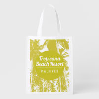 Tropical Beach Resort Palm Trees Design Hotel Shop Grocery Bag