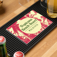 Tropical Beach Resort with Palm Trees Design Bar Mat