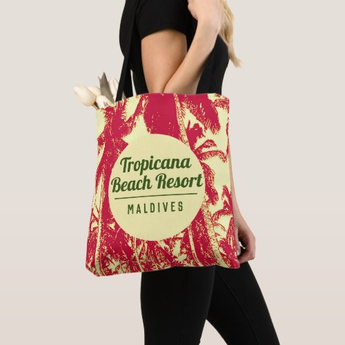 Tropical Beach Resort with Palm Trees Design Tote Bag