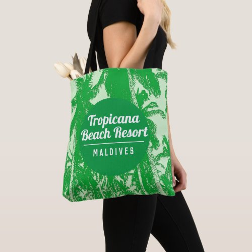 Tropical Beach Resort with Palm Trees Design Tote Bag