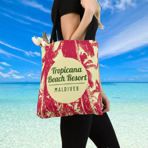 Tropical Beach Resort with Palm Trees Design Tote Bag