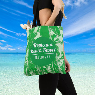 Tropical Beach Resort with Palm Trees Design Tote Bag