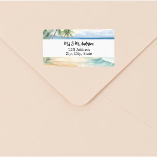 Tropical beach return address label