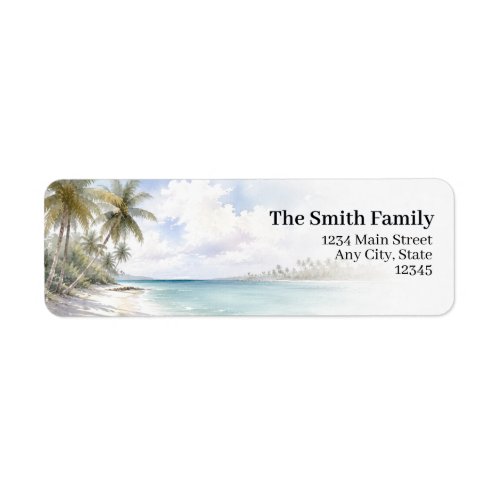 Tropical Beach Return Address Labels | Palm Trees