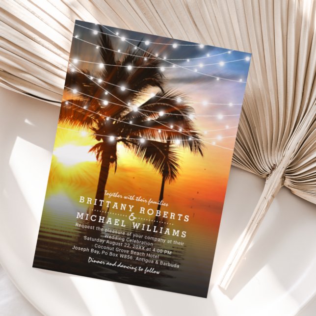 Tropical Beach Romantic Sunset Wedding Invitation (Creator Uploaded)