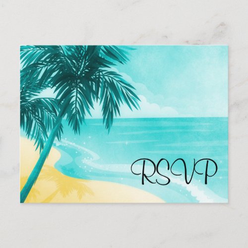 Tropical Beach RSVP Invitation Postcard