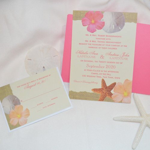 Tropical Beach Rustic Bridal Luncheon Invite