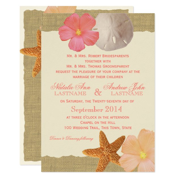 Tropical Beach Rustic Wedding Invitation