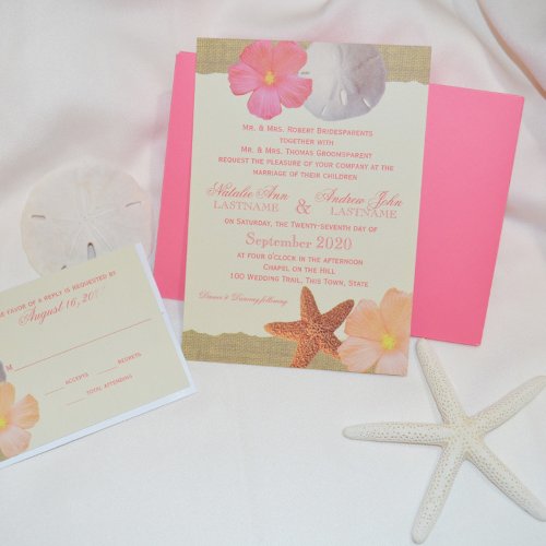 Tropical Beach Rustic Wedding Personalized Invitation