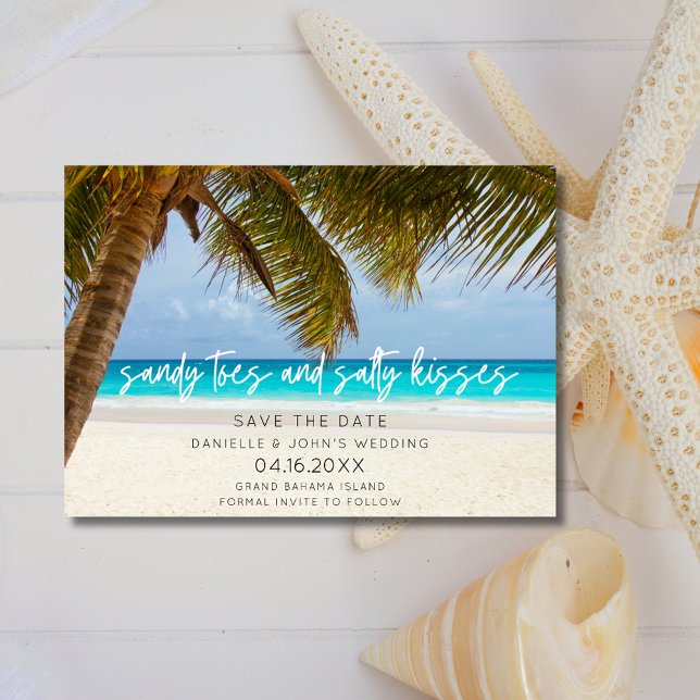 Tropical Beach Salty Kisses Wedding Save The Date (Tropical Beach Salty Kisses Wedding Save The Date)