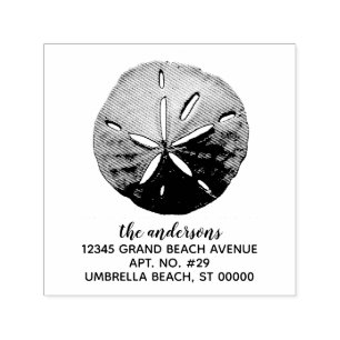 Tropical Beach Sand Dollar Family Return Address Self-inking Stamp