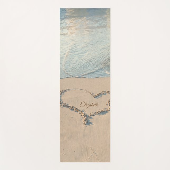 Tropical Beach, Sand,Heart Personalized  Yoga Mat (Front)
