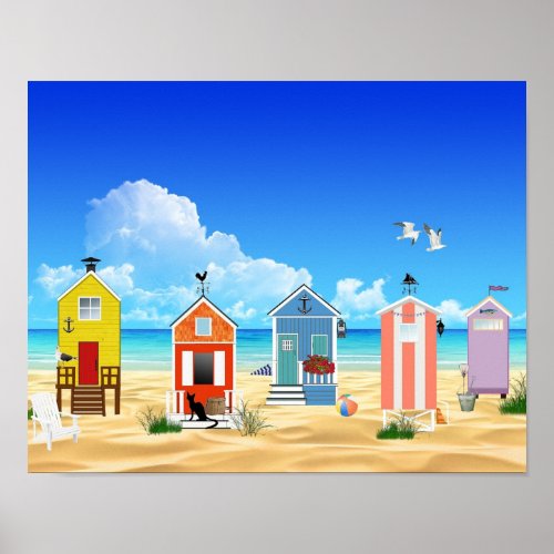 Tropical Beach Sand Huts Poster