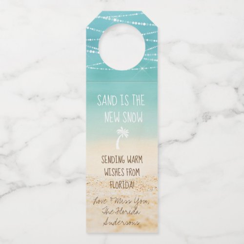 Tropical Beach Sand is the New Snow Cute Holiday Bottle Hanger Tag