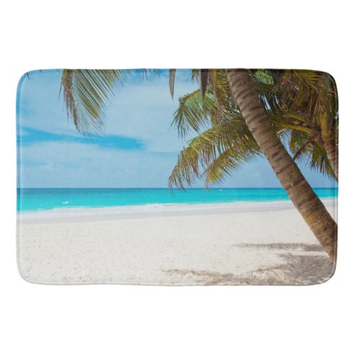 Tropical Beach Sand Ocean Palm Tree Fun Summery Bath Mat