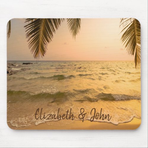 Tropical BeachSandPalm Sunset Mouse Pad