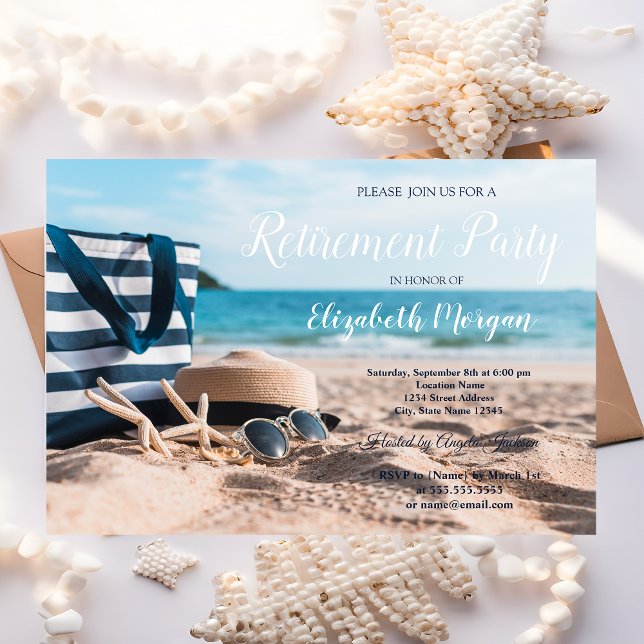 Tropical Beach,Sand,Relaxing  Retirement Party  Invitation (Creator Uploaded)