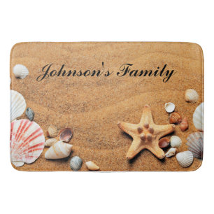 Tropical Beach Sand Seashells Custom  Bath Mat