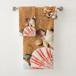Tropical Beach Sand Seashells Custom Bath Towel S