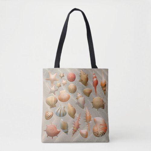 Tropical Beach Sand Seashells Summer Vacation Tote Bag