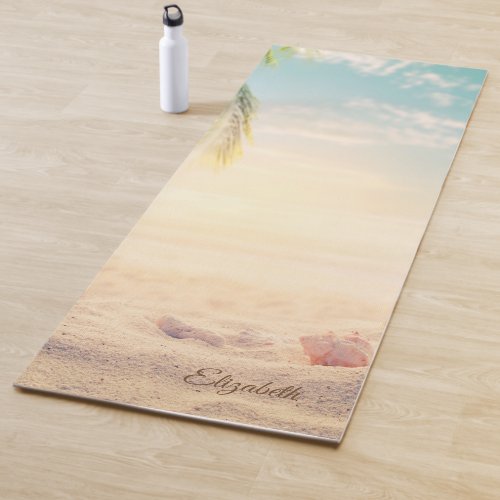 Tropical Beach SandSeashells Yoga Mat