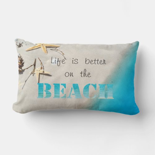 Tropical BeachSandSeastarSeashell Lumbar Pillow