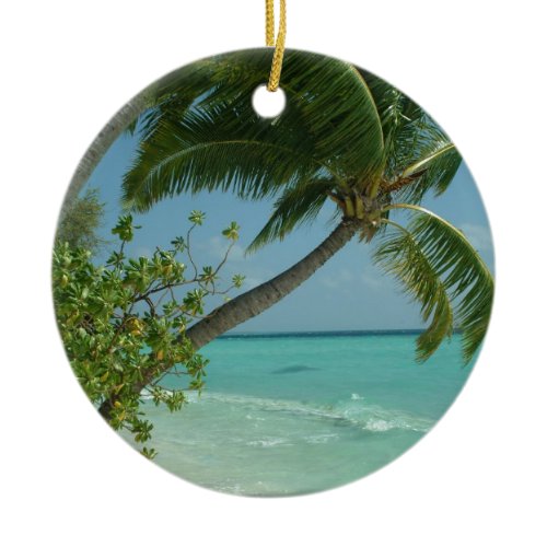 Tropical Beach Sand Sun Water Ocean Waves Surf Art Ceramic Ornament