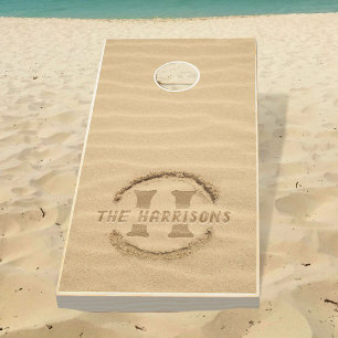Tropical Beach Sand Unique Monogram Cornhole Set